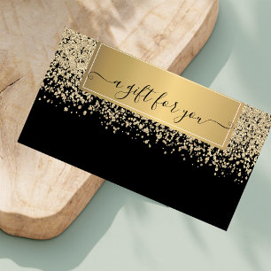 Chic Elegant Modern, Gold Diamonds Black Discount Card