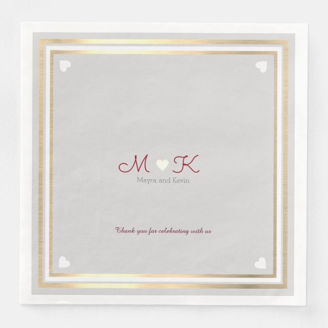Chic Elegant monogram wed celebration reception Napkin (Front)