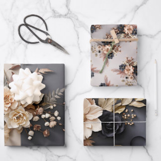 Chic Elegant Muted-Tone Winter Florals design Wrapping Paper Sheet