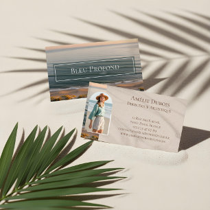 Chic Elegant Ocean Shoreline Luxury Feminine Photo Business Card