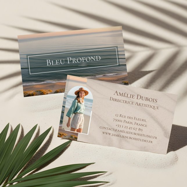 Chic Elegant Ocean Shoreline Luxury Feminine Photo Business Card (Chic Elegant Ocean Shoreline Luxury Feminine Photo Business Card)