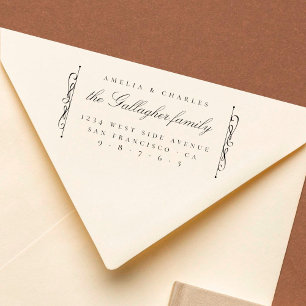 Chic Elegant Ornate Script Wedding Return Address Rubber Stamp