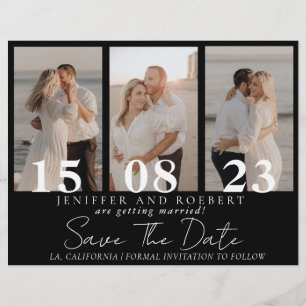 Chic Elegant Photo Collage Save the Date Card Flye
