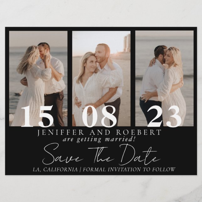 Chic Elegant Photo Collage Save the Date Card Flye (Front)