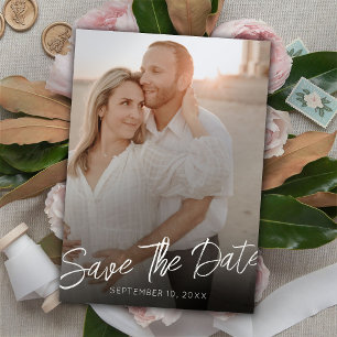 Chic Elegant Photo Vertical Wedding Save the Date Invitation