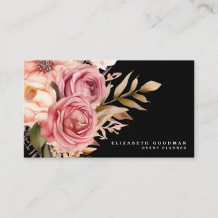 Chic Elegant Pink and Black Business Cards