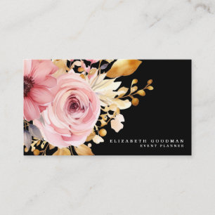 Chic Elegant Pink and Black Business Cards
