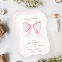 Chic Elegant Pink Coquette Bow Baby Shower Girl