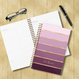 Chic Elegant Pink Dusty Rose Mauve Eggplant Gold Planner