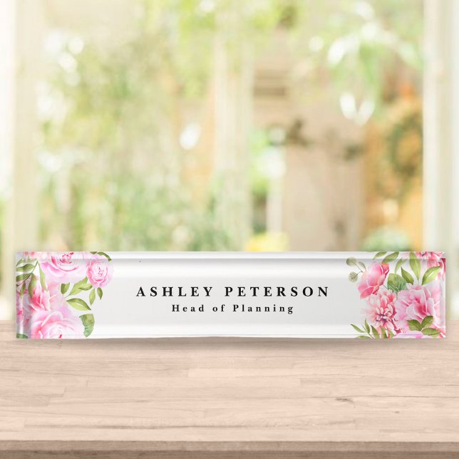 Chic Elegant Pink Floral Nameplate (Creator Uploaded)
