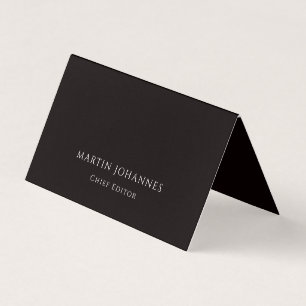 Chic Elegant Plain Stylish Black Minimalist Business Card