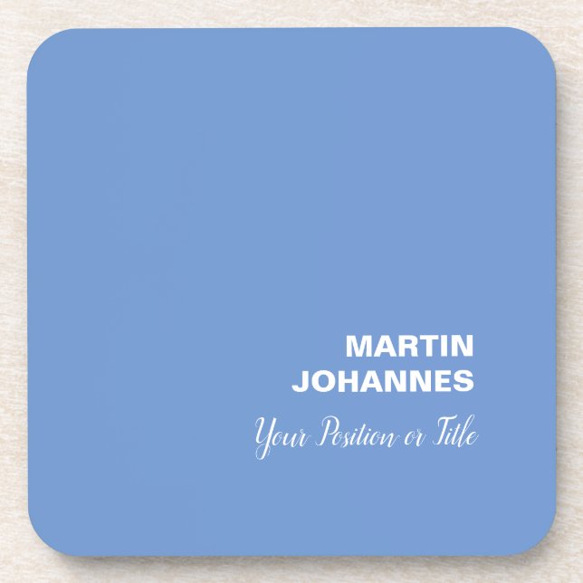 Chic Elegant Plain Stylish Blue Minimalist Coaster (Front)