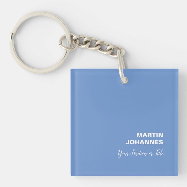 Chic Elegant Plain Stylish Blue Minimalist Key Ring (Front)