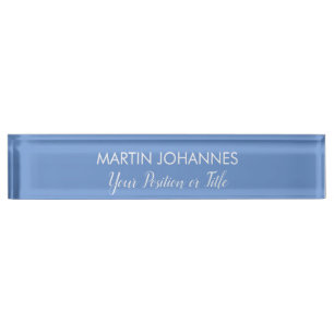 Chic Elegant Plain Stylish Blue Minimalist Nameplate