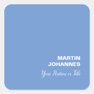 Chic Elegant Plain Stylish Blue Minimalist Square Sticker