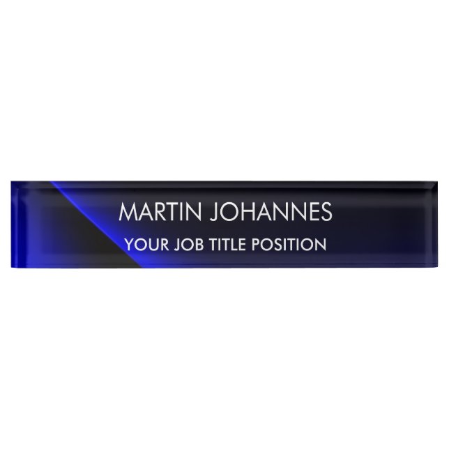 Chic Elegant Plain Stylish Blue Nameplate (Front)