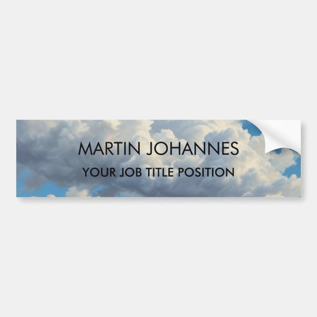 Chic Elegant Plain Stylish Blue Sky & Clouds Bumper Sticker (Front)