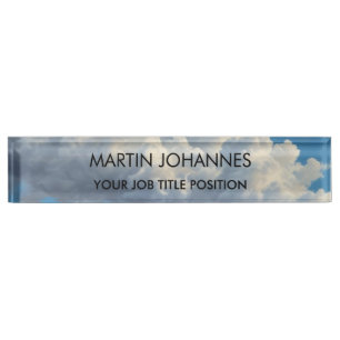 Chic Elegant Plain Stylish Blue Sky & Clouds Nameplate