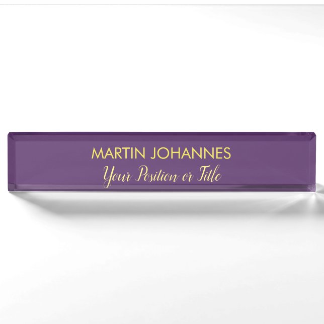Chic Elegant Plain Stylish  Indigo & Yellow Colour Nameplate (Front)