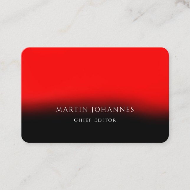 Chic Elegant Plain Stylish Red Black Business Card (Front)