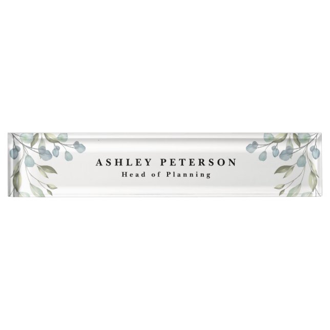 Chic Elegant Pretty floral Nameplate (Front)