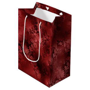 Chic Elegant Red Floral Wedding Medium Gift Bag