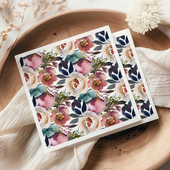 Chic Elegant Romantic Dark Rose Wedding Napkin (Creator Uploaded)