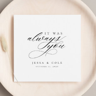 Chic Elegant Romantic Script Personalised Wedding Napkin