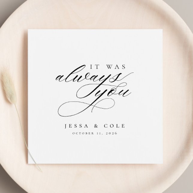 Chic Elegant Romantic Script Personalised Wedding Napkin (Creator Uploaded)