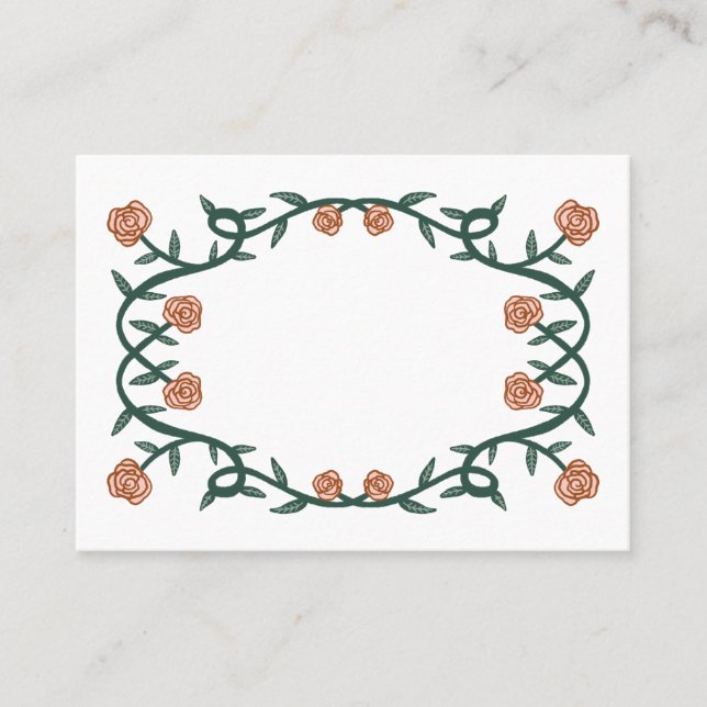 Chic Elegant Rose Frame Botanical Floral Pink Gree Place Card (Front)
