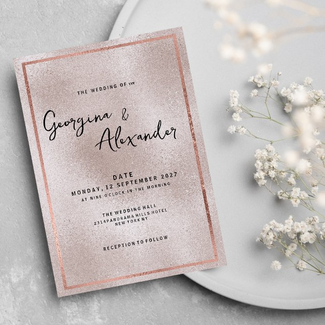 Chic elegant rose gold glitter gradient wedding invitation (Chic elegant rose gold glitter gradient wedding)