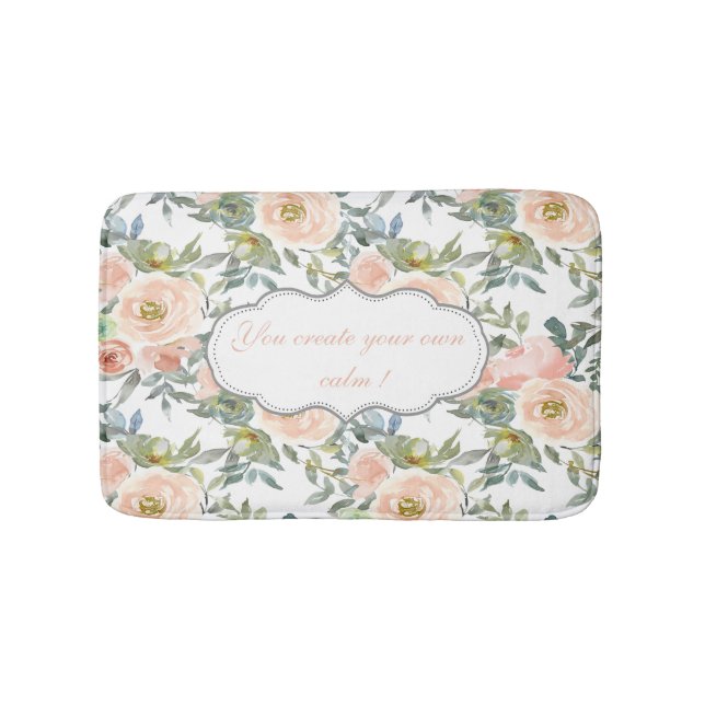 Chic Elegant  Roses,Motivational Message  Bath Mat (Front)