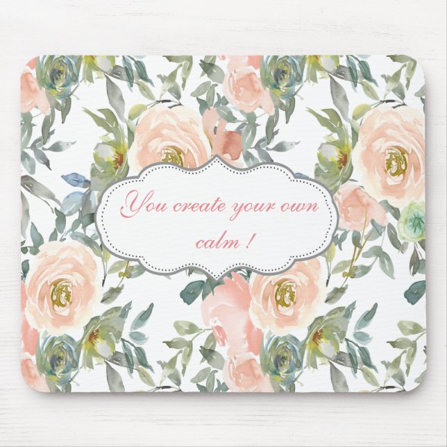 Chic Elegant Roses,Motivational Message   Mouse Pad (Front)