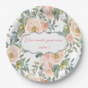 Chic Elegant Roses,Motivational Message    Paper Plate