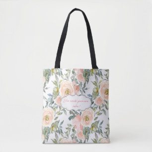 Chic Elegant Roses,Motivational Message   Tote Bag