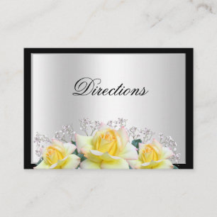 Chic Elegant Roses Silver Wedding Directions Enclosure Card