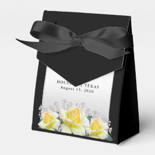 Chic Elegant Roses Silver Wedding Favour Box