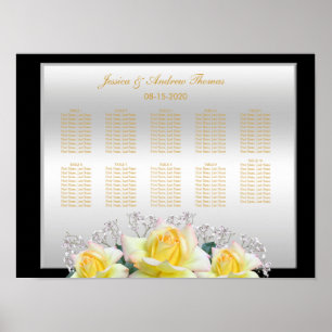 Chic Elegant Roses Silver Wedding Poster