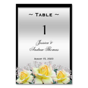 Chic Elegant Roses Silver Wedding Table Number