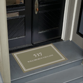 Chic Elegant Sage Green House Number Street Name Doormat