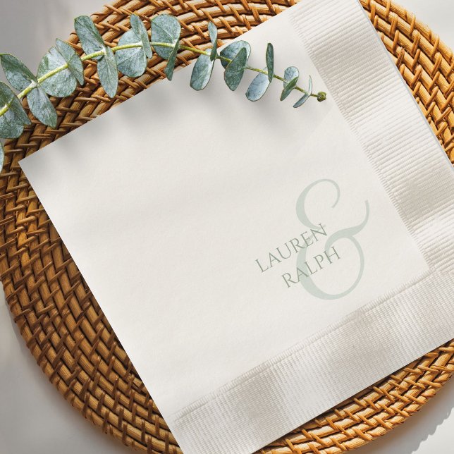 Chic & Elegant Sage Green Script Wedding  Napkin (Creator Uploaded)