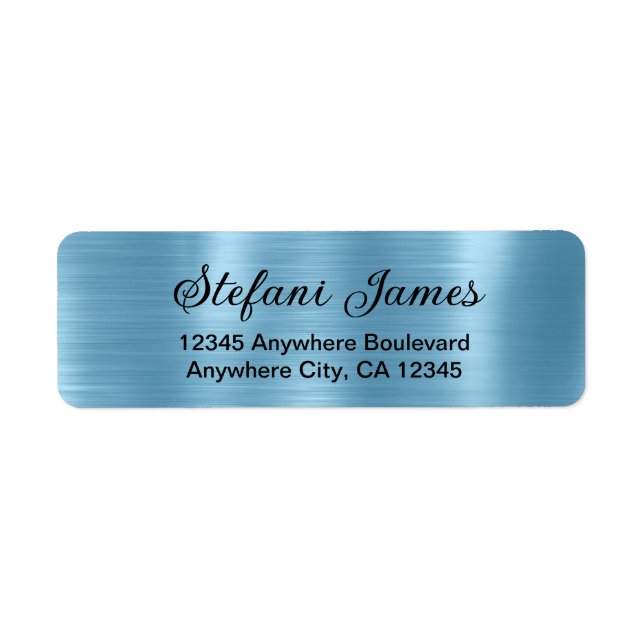 Chic Elegant Script Metallic Baby Blue Label (Front)