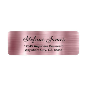 Chic Elegant Script Metallic Blush Pink Label