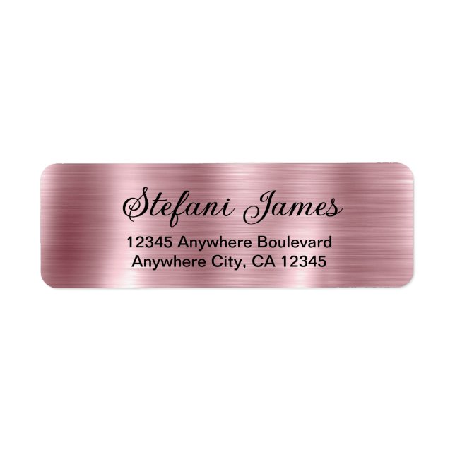 Chic Elegant Script Metallic Blush Pink Label (Front)
