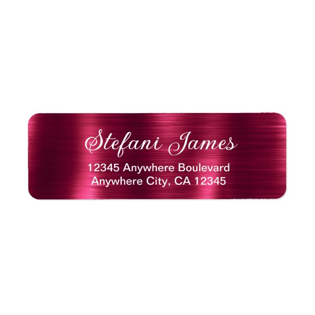 Chic Elegant Script Metallic Burgundy Label (Front)