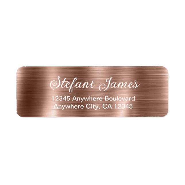Chic Elegant Script Metallic Rose Gold Label (Front)