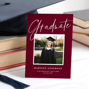 Chic Elegant Script Photo Graduation Announcement