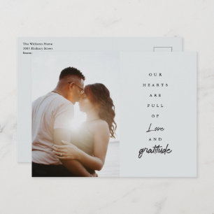 Chic Elegant Script Wedding Custom Photo Thank You Postcard