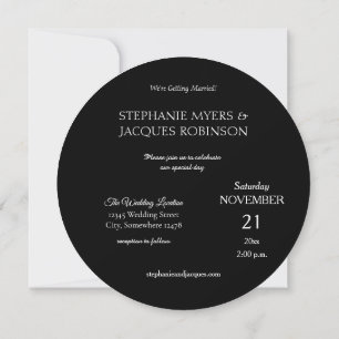 Chic Elegant Simple Black Modern Circle Minimalist Invitation