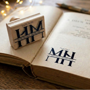 Chic Elegant Simple Modern Monogram Initials Name  Rubber Stamp